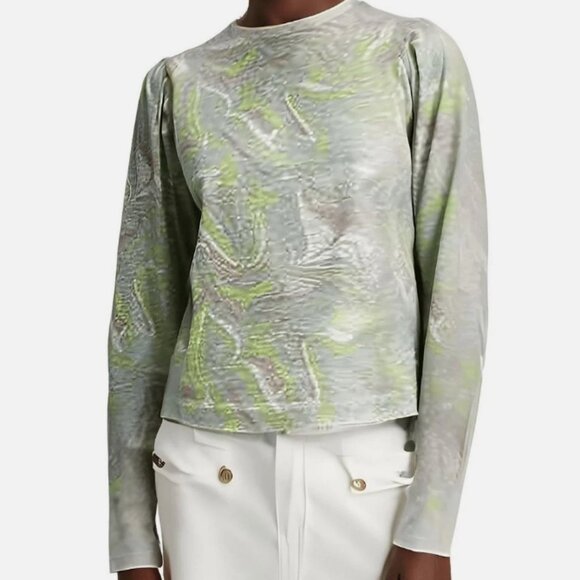Ted Baker LLANAA Green Marble Puffed Sleeve Sweater – Size 1/XS – NWT - Picture 1 of 3